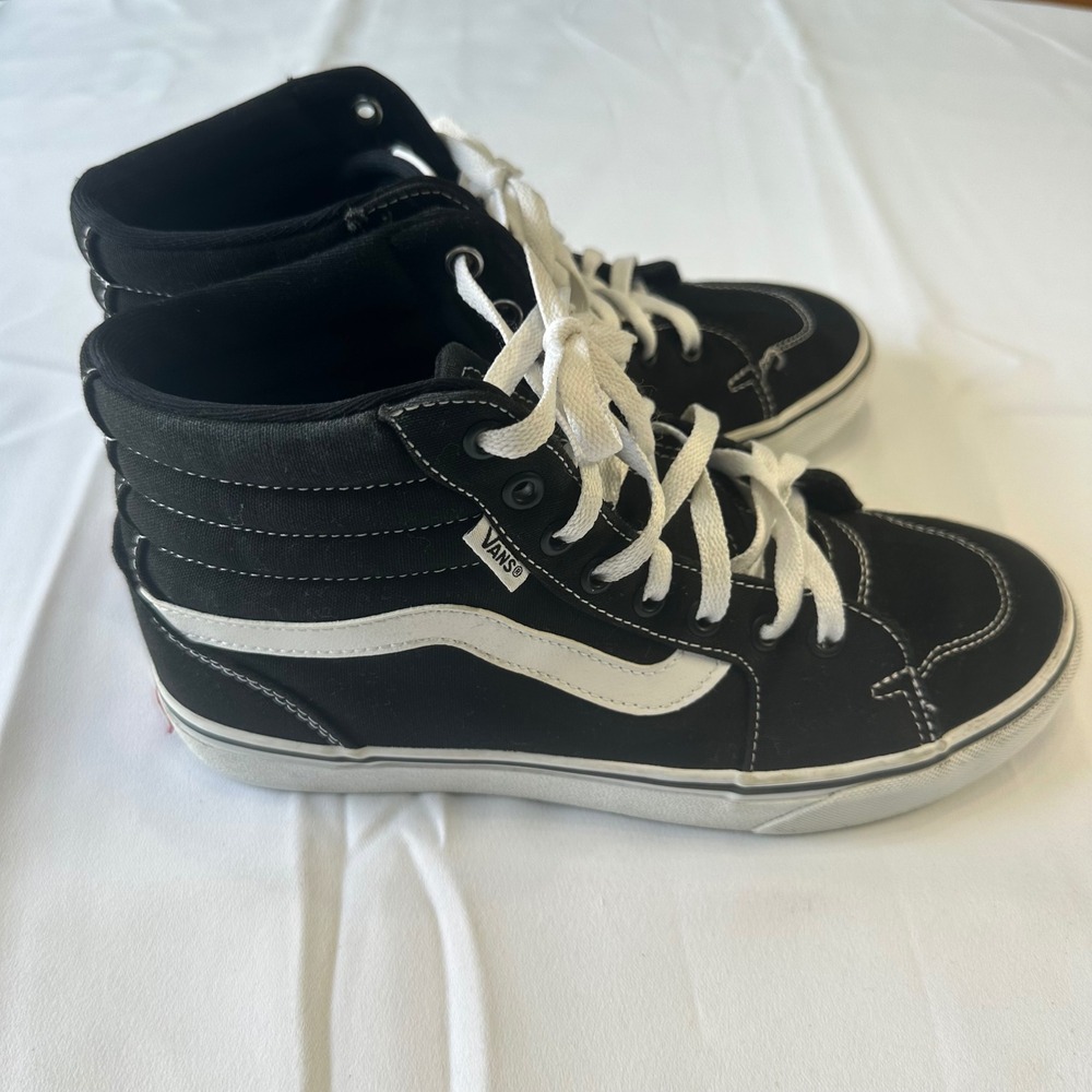 Vans Sk8-Hi High Top Sneakers Black White Canvas Suede VN000D5IB8C Mens 7.5